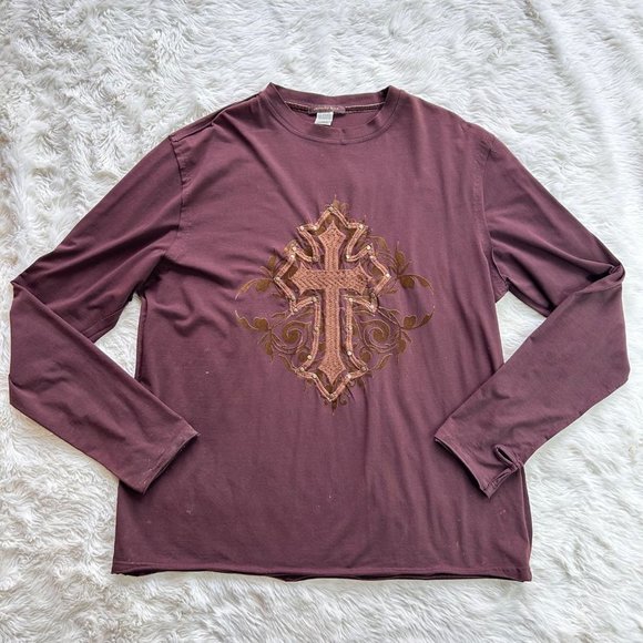 Johnny Max Mens Shirt Size Large Long Sleeve Christian Cross Faith Embroidered - Picture 8 of 12